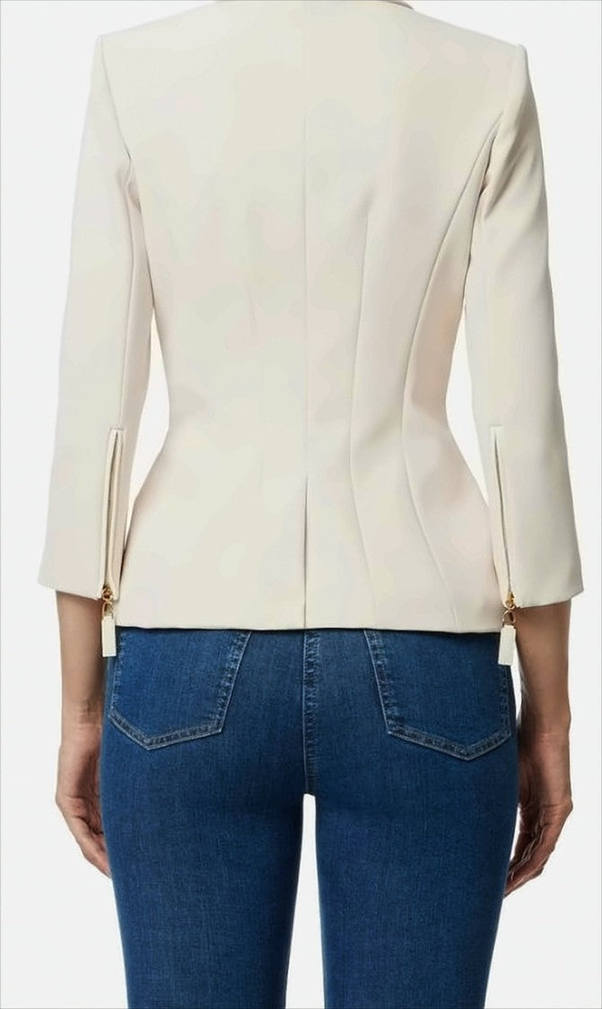 Elisabetta Franchi Double Crepe Jacket With Structured Shoulders
