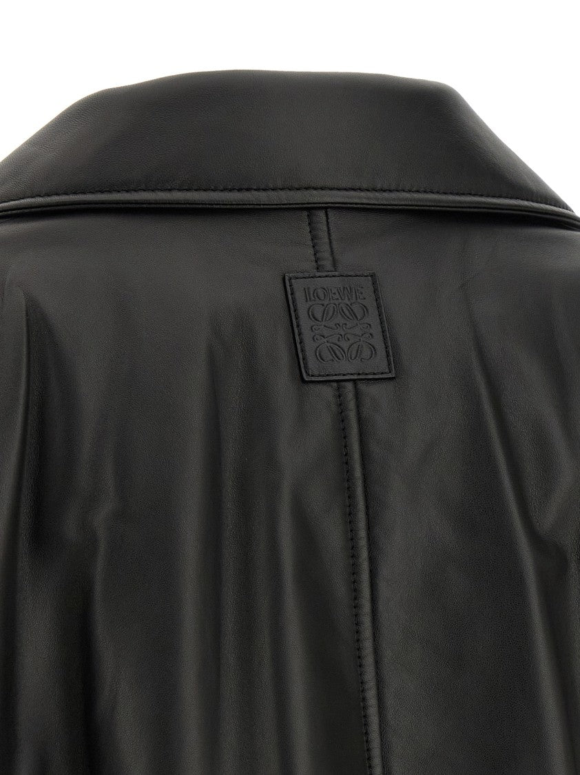 Loewe Cropped Lamb Nappa Leather Biker Jacket With Asymmetric Zip Closure