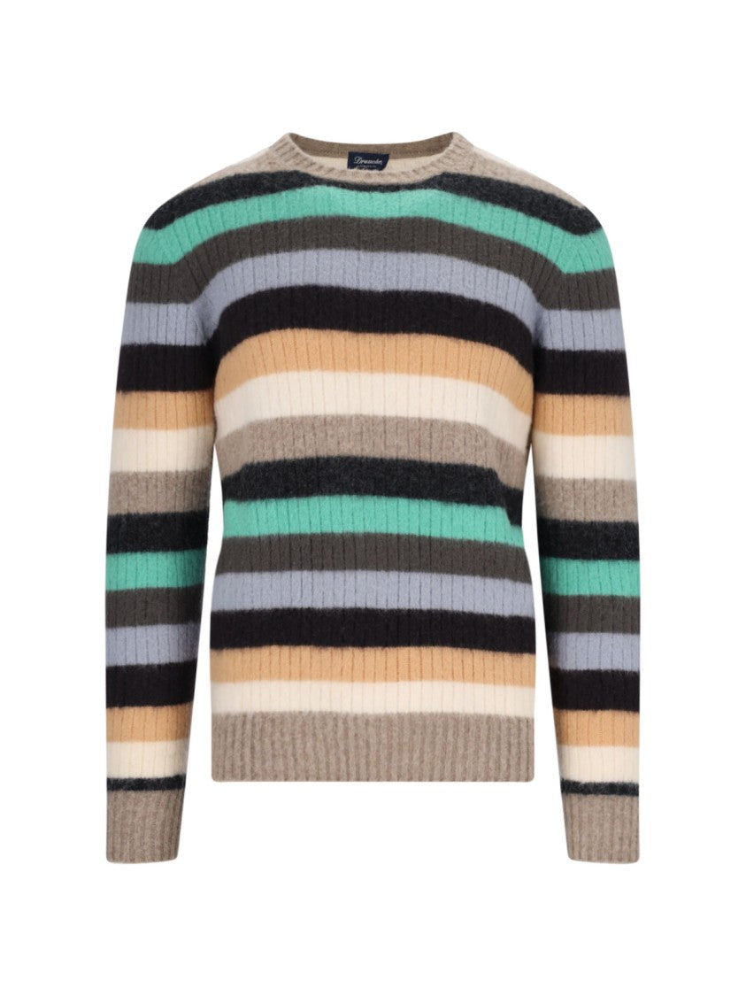 Drumohr Striped Sweater In Multicolor Wool Ribbed Design