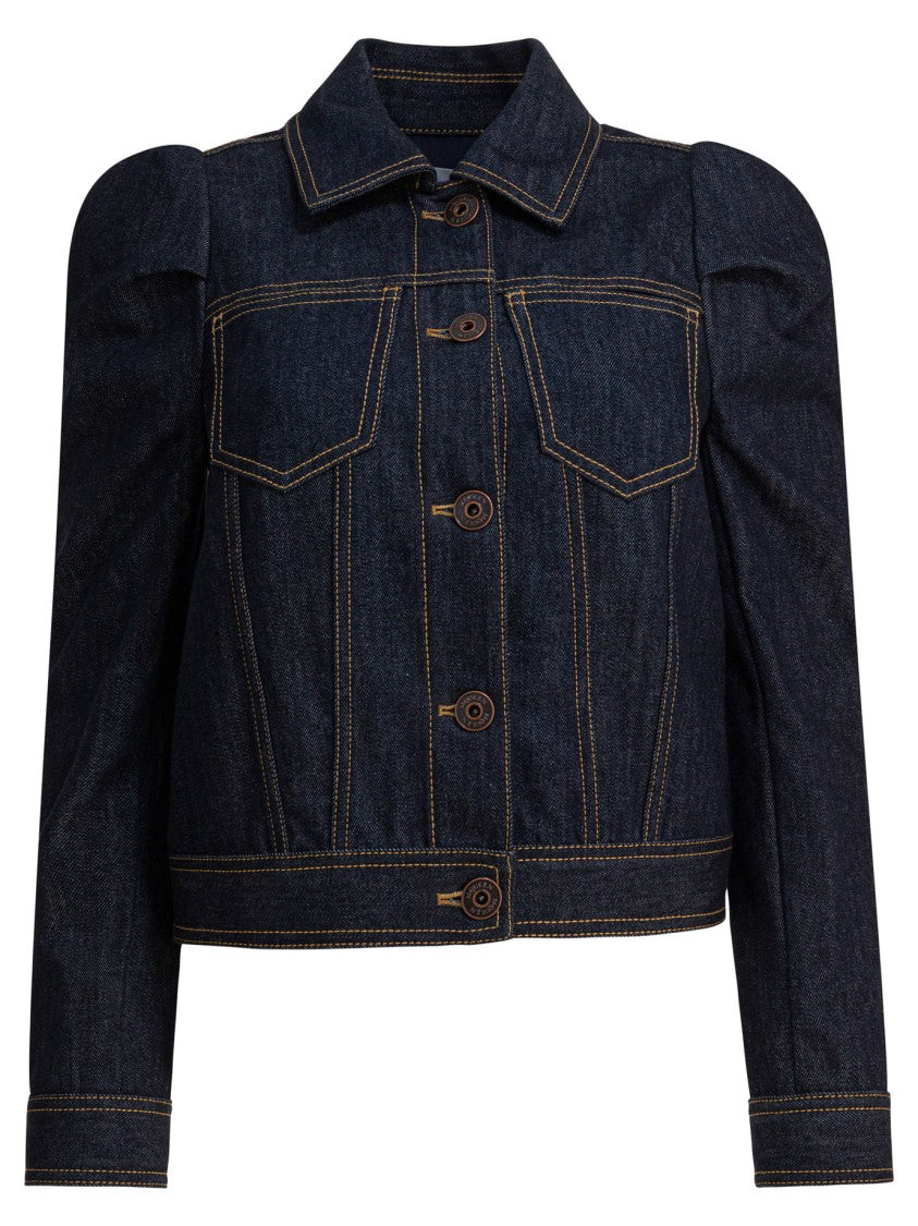 Alexander Mcqueen Denim Jacket With Pointed Shoulders