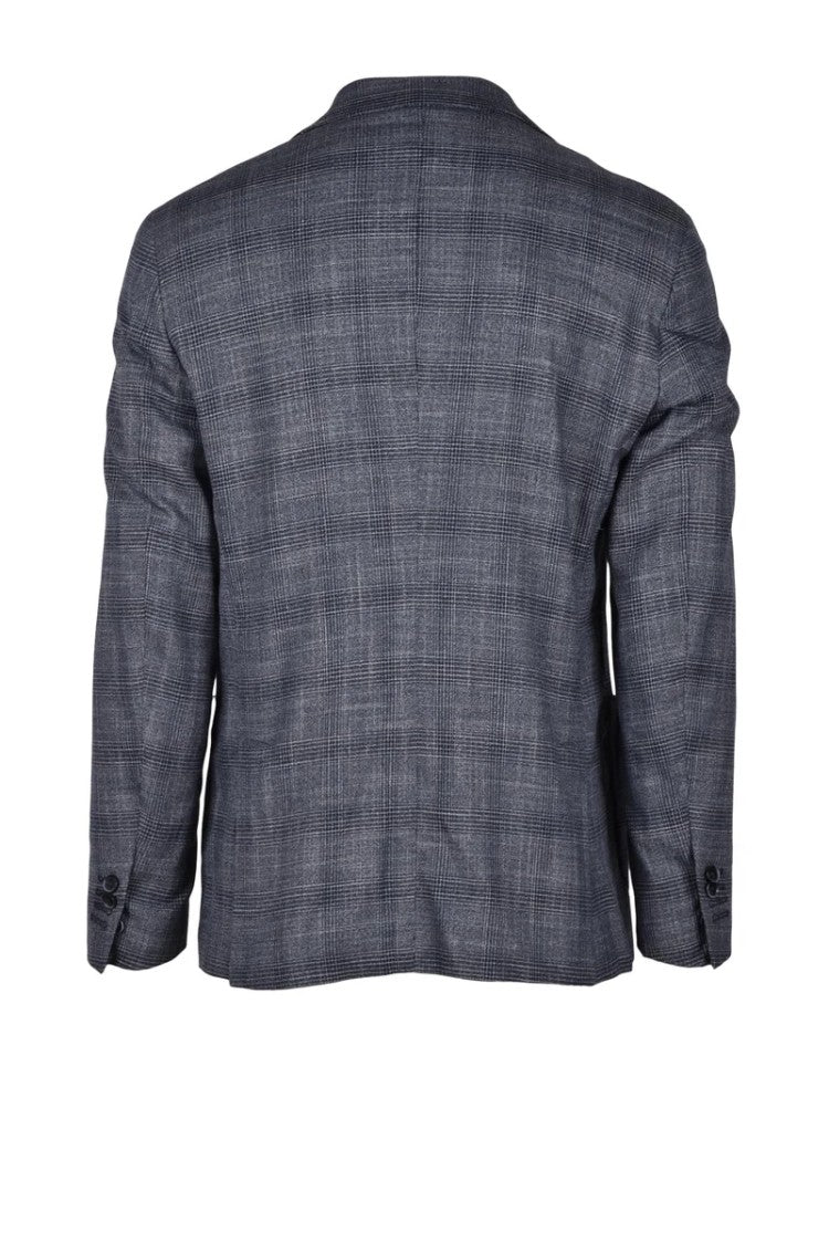 Lebole Grey/Black Polyester Viscose Jacket Men's