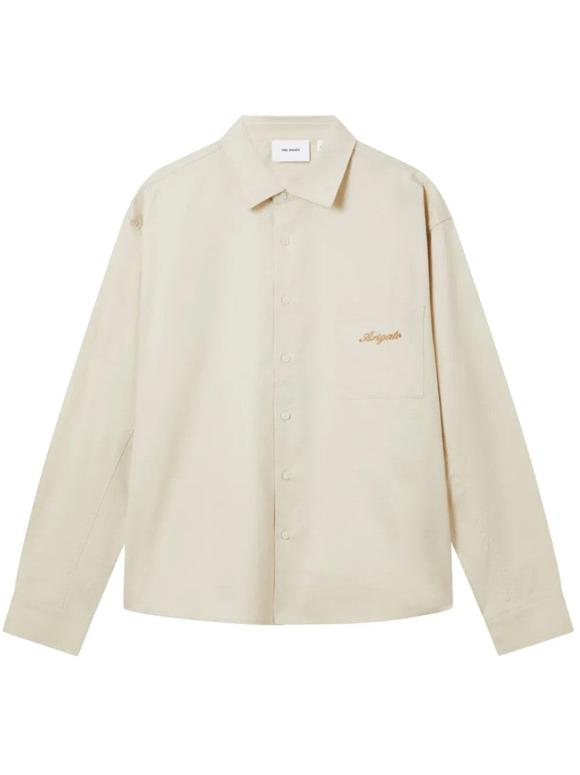 Axel Arigato Beige Ray Relaxed Fit Embroidered Cotton Overshirt