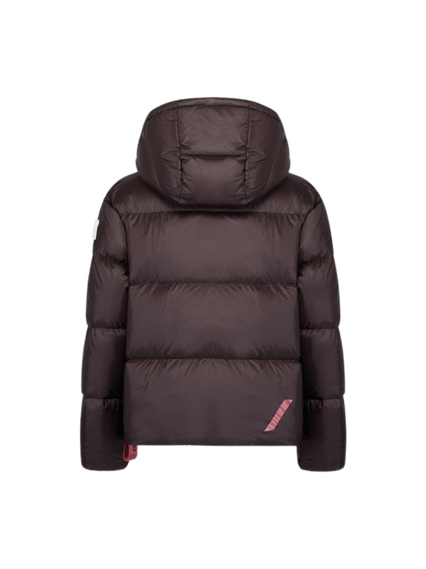 After Label Glossy Nylon Hooded Down Jacket