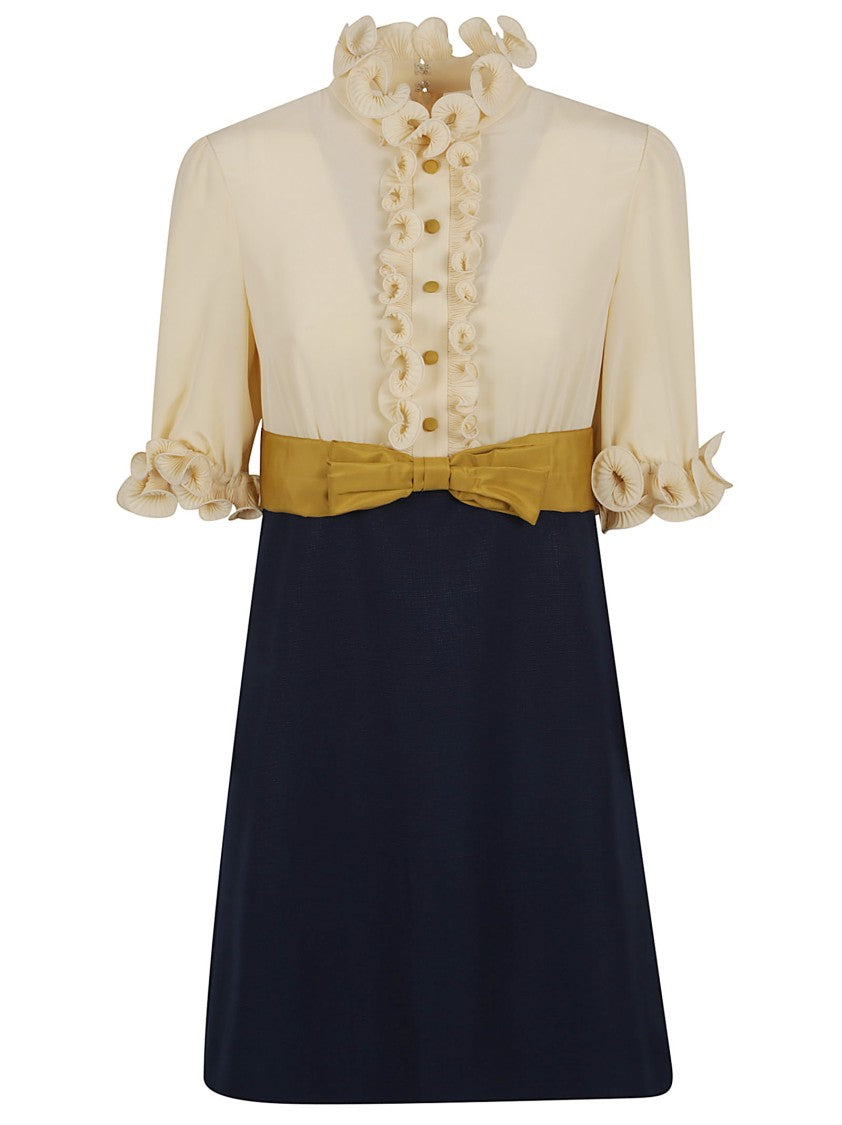 Valentino Garavani Crepe De Chine Dress With Ruffle Detail