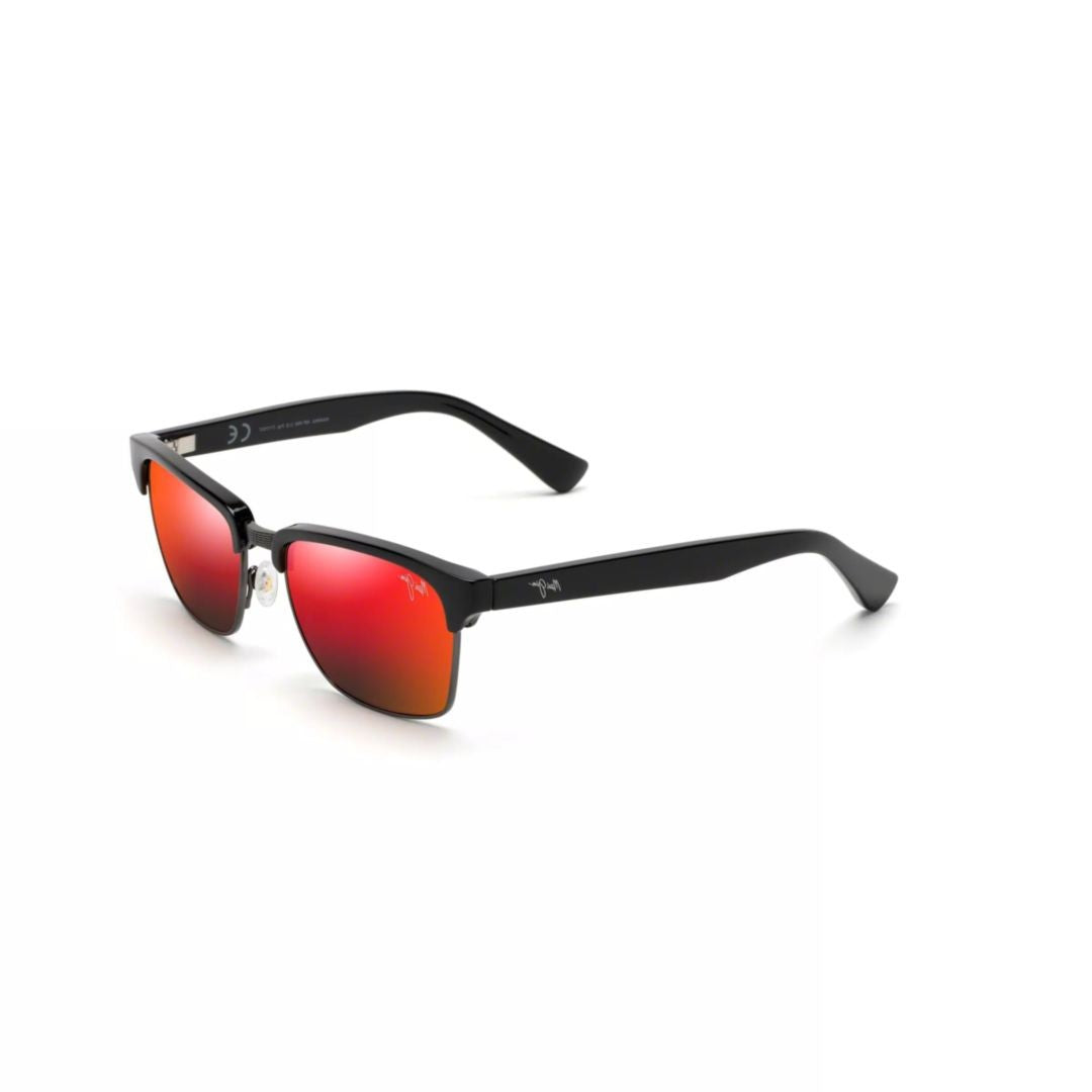 Maui Jim Kawika Semi-Rimless Sunglasses With Red Mirrored Lenses