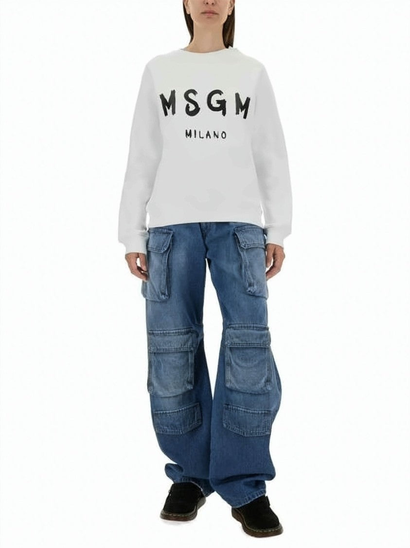 Msgm Relaxed Fit Long-Sleeve T-Shirt With Bold Graphic Print