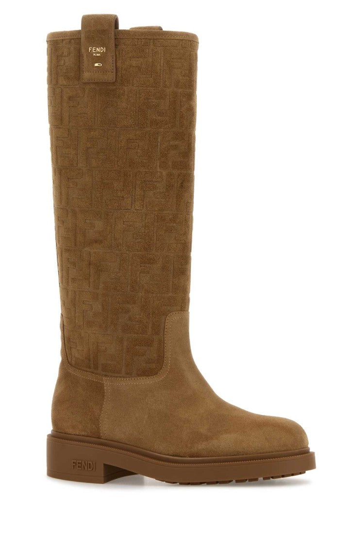 Fendi Camel Suede Fendi Filo Boots