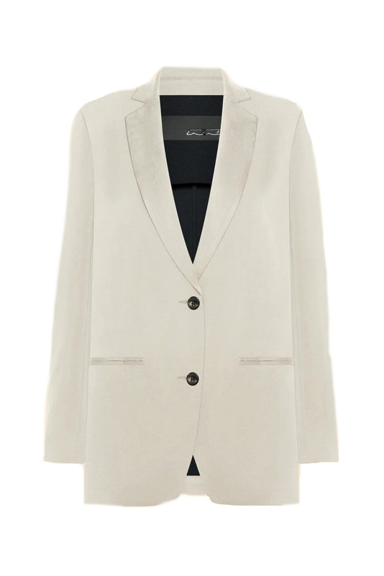 Rrd White Wool-Blend Notch-Lapel Blazer