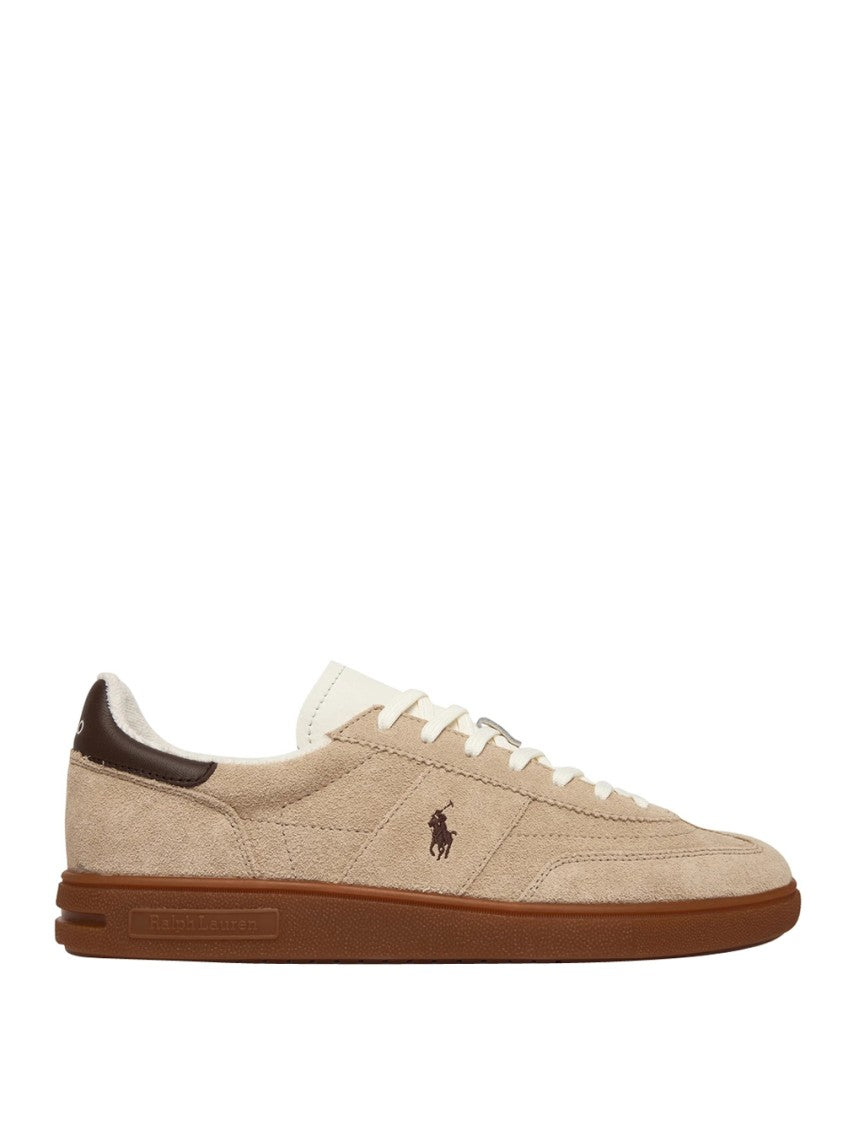 Polo Ralph Lauren Beige Suede Low-Top Sneakers With Contrasting Details