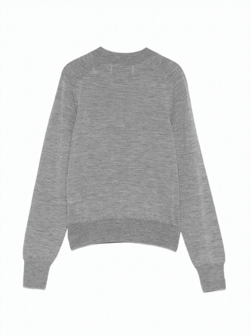 Ami Paris Blue Soft Wool Knit Raglan Sweater