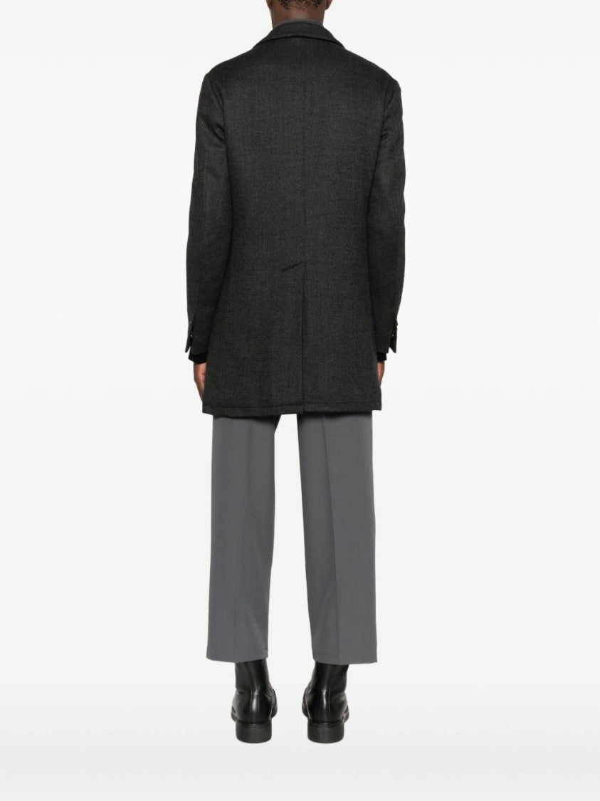 Corneliani Tailored Grey Coat With Structured Lapel