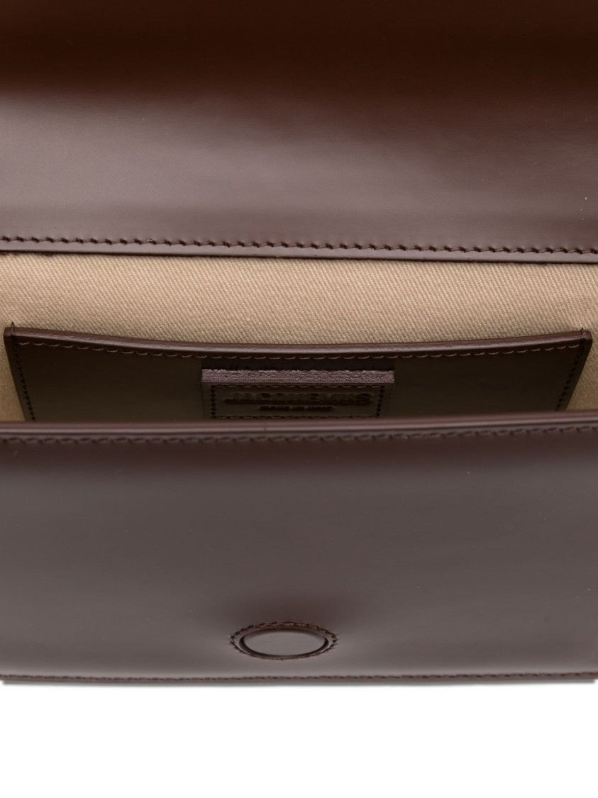 Jacquemus Chocolate Brown Gold Logo Buckle Bag