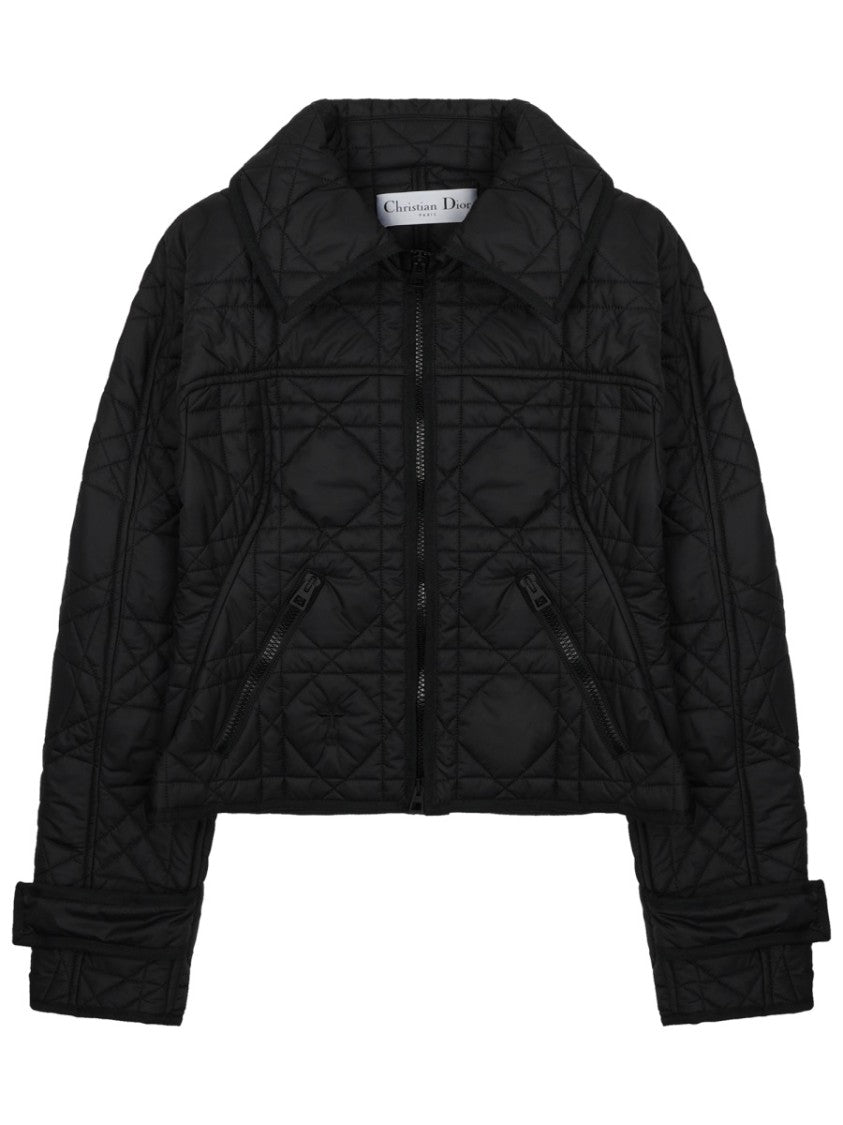 Dior Cropped Geometric Quilted Jacket With Adjustable Cuffs