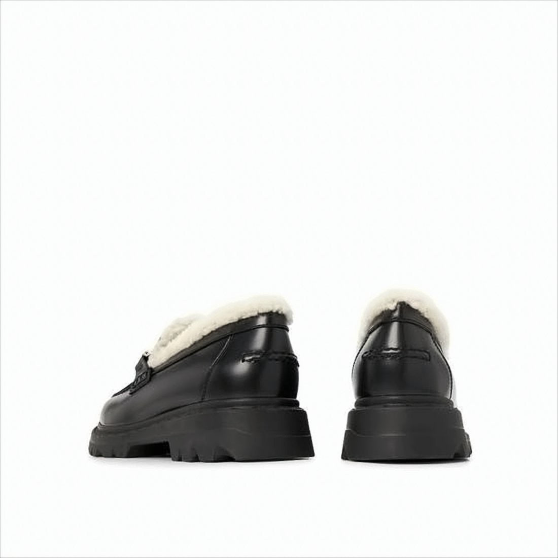 Christian Dior Black Calf Leather Loafers With Gold-Tone Buckle And Rugged Sole