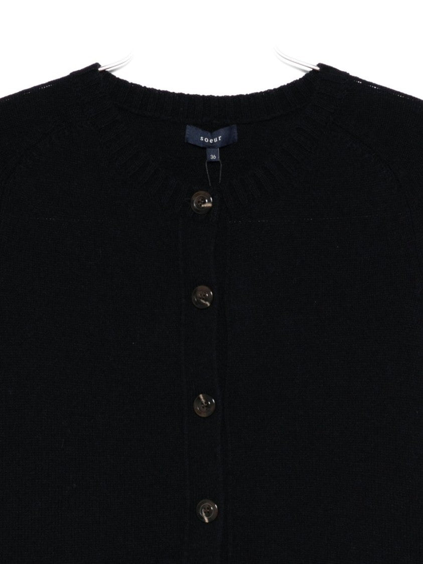 Soeur Cropped Merino Wool Sweater With Button Closure