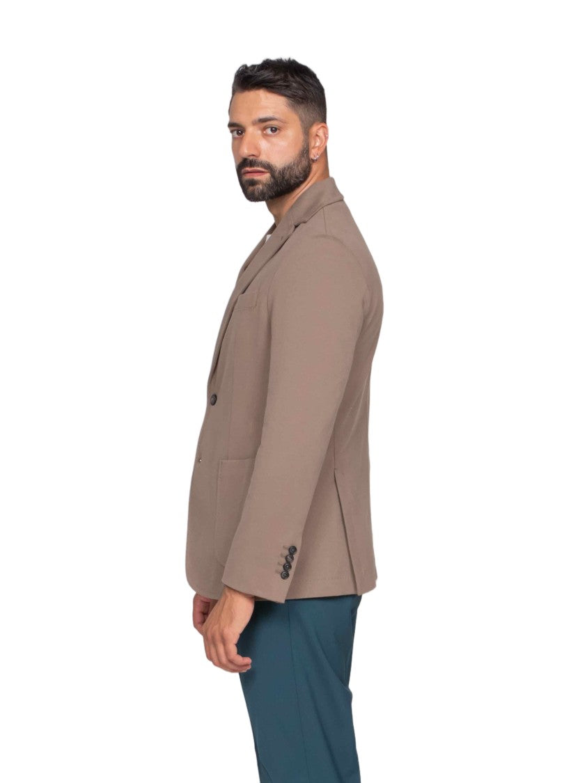 Circolo 1901 Structured Two-Button Brown Fleece Jacket With Notch Lapels