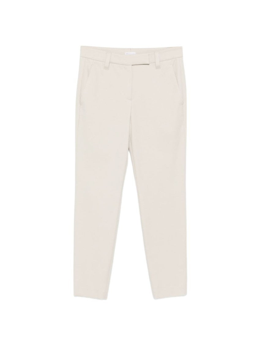 Brunello Cucinelli White Side Gusset Pockets Cotton Straight-Leg Pants