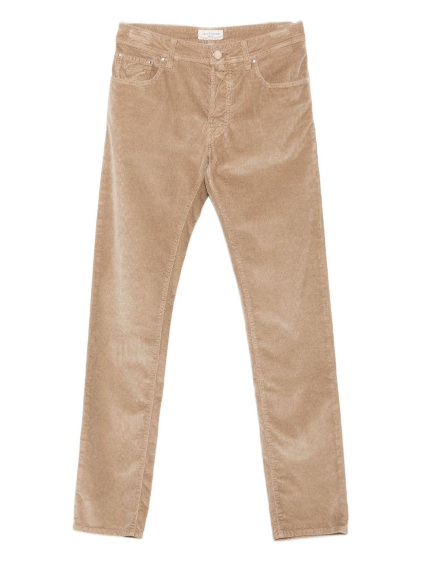 Jacob Cohen Tailored Camel Trousers With Velvety Corduroy Texture