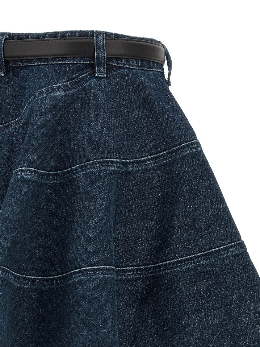 Self-Portrait 'Flared Denim Mini' Skirt