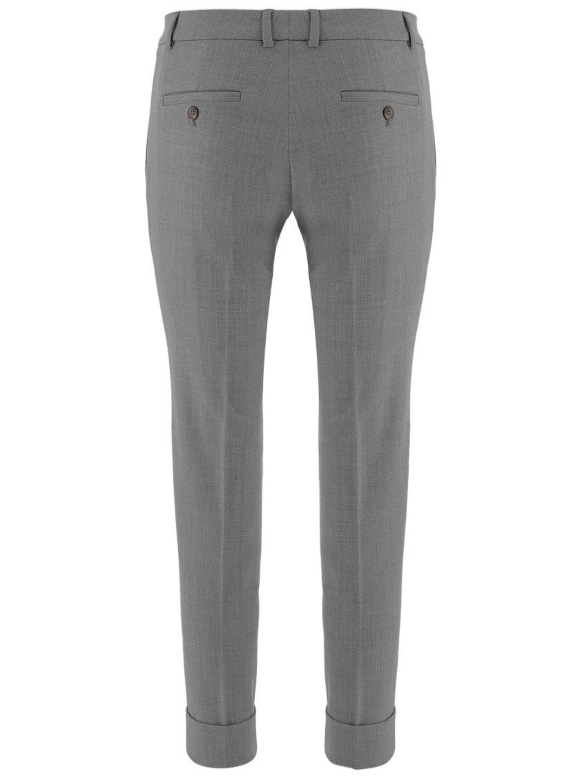 Ql2 Light Gray Tailored Stretch Wool Straight-Leg Pants