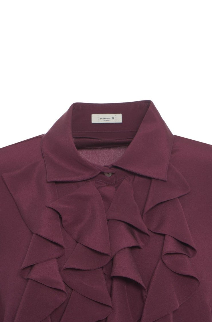 Himon's Ruffled Front Shirt With Classic Collar