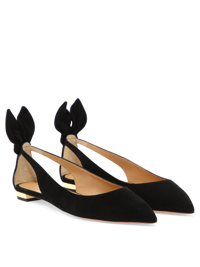 Aquazzura Bow Tie Ballet Flats With Velvet Upper