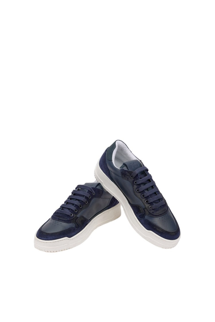 Pantofola D'oro Blue Leather Suede Flexible Rubber Sneakers
