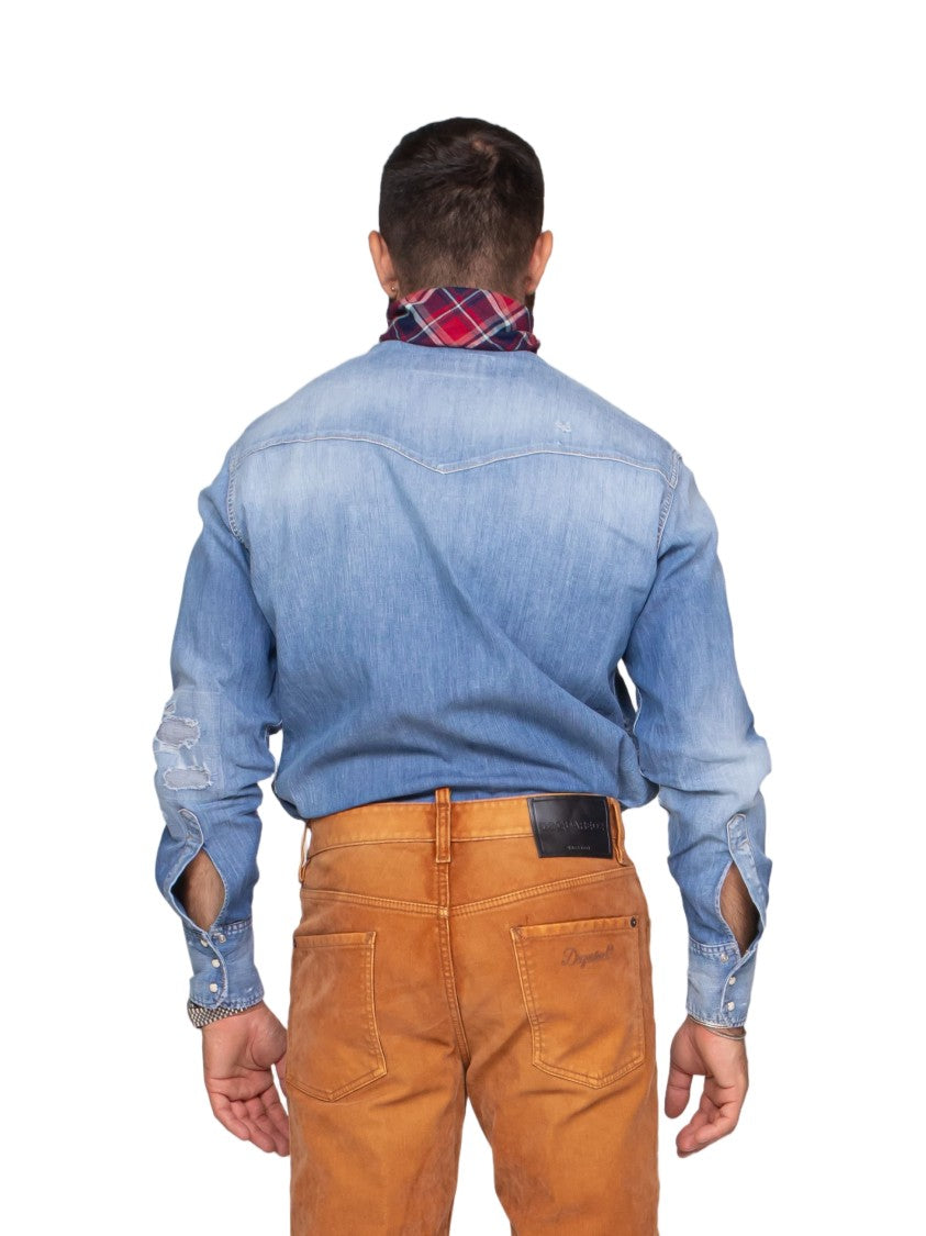 Dsquared2 Canadian Distressed Denim Shirt