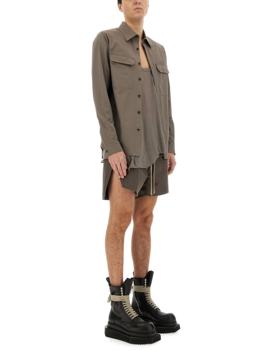 Rick Owens Structured Cotton Work Shirt With Button-Down Front