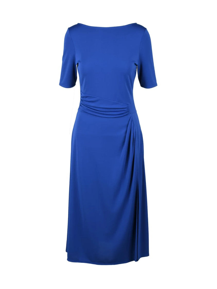 Pennyblack Fluid Blue Jersey Midi Dress With Gathered Detailing