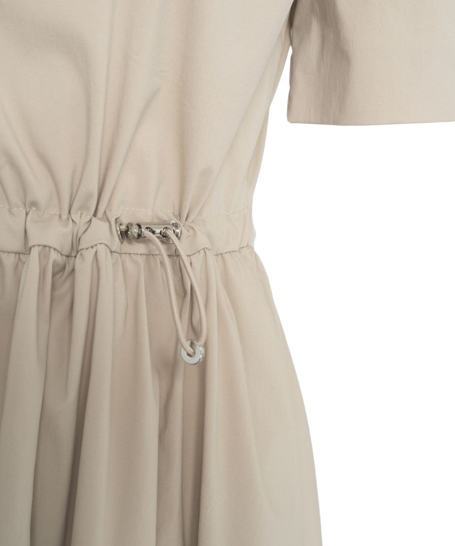 Add Flared Midi Dress With Drawstring Waist