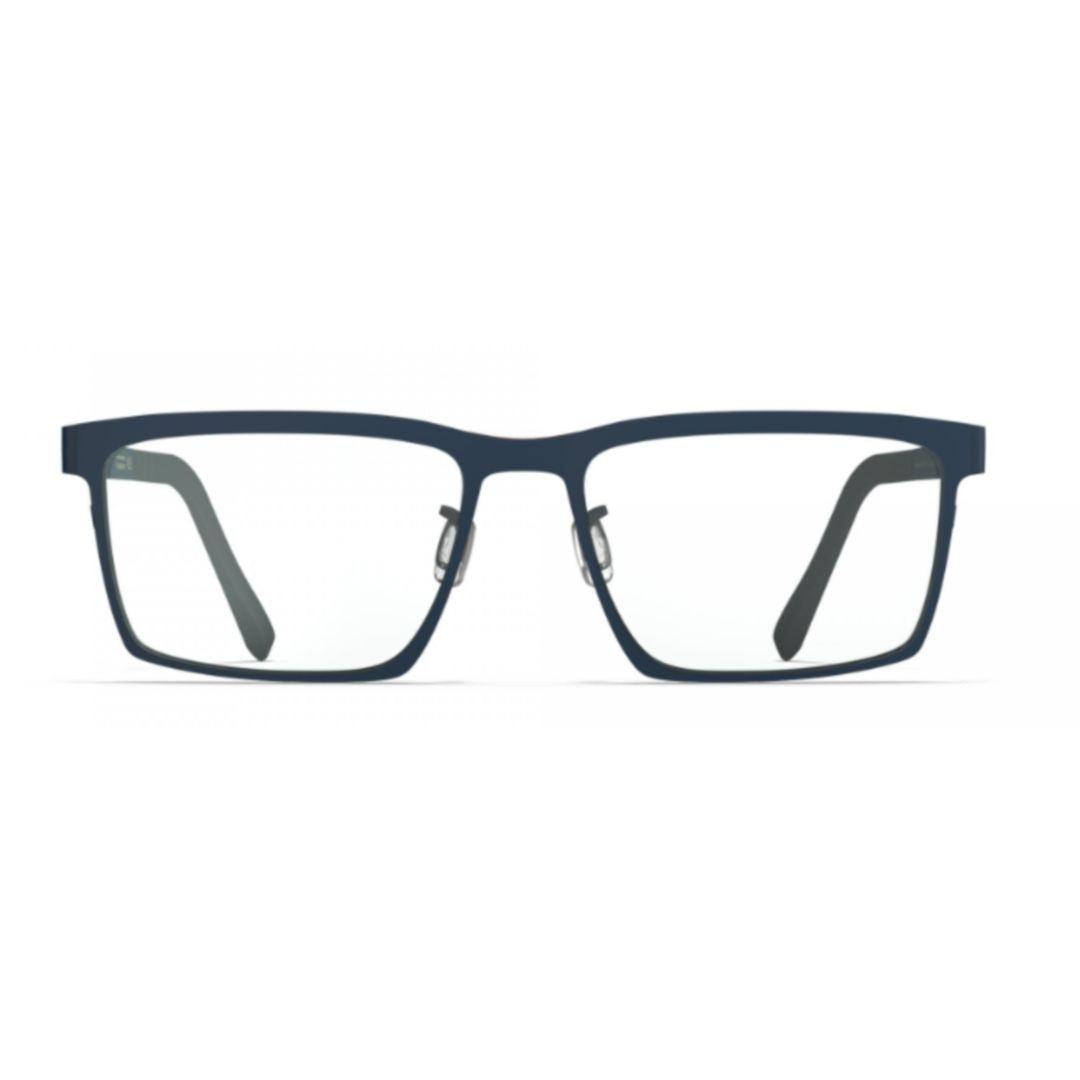 Blackfin Bf1061 Irvine Deep Blue Beta Titanium Rectangular Eyeglasses With Orange Accents