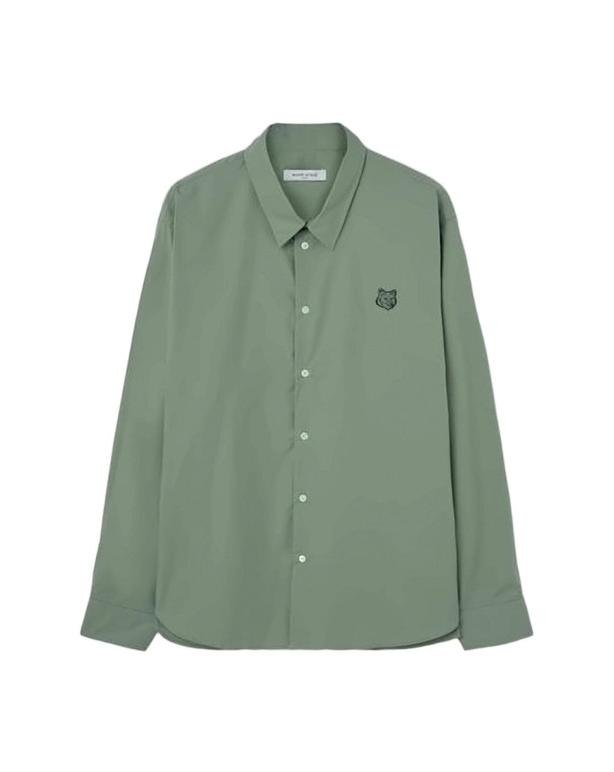 Maison Kitsuné Long-Sleeve Button-Down Shirt With Embroidered Fox Emblem