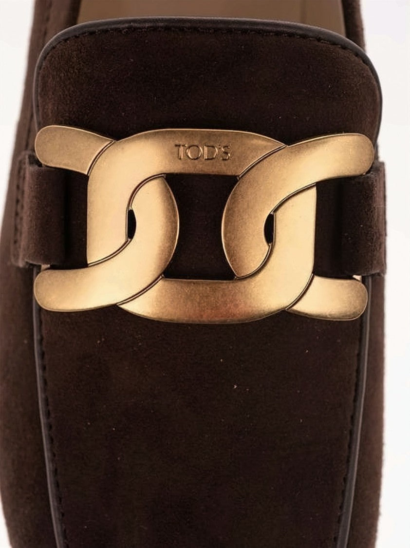 Tod's Suede Loafers With Gold-Tone Chain-Link Detail