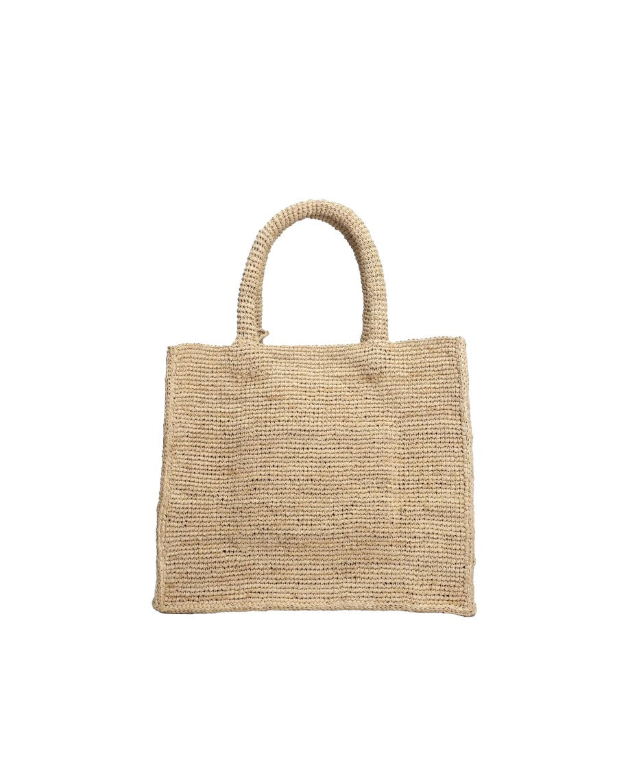 Mc2 Saint Barth Rectangular Raffia Tote Bag With Embroidered Logo