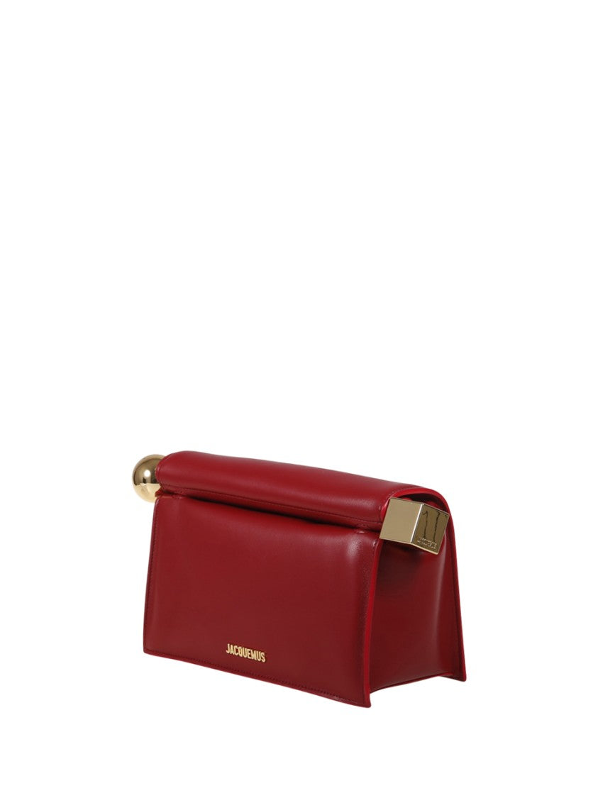 Jacquemus Rectangular Clutch In Deep Red Lamb Leather