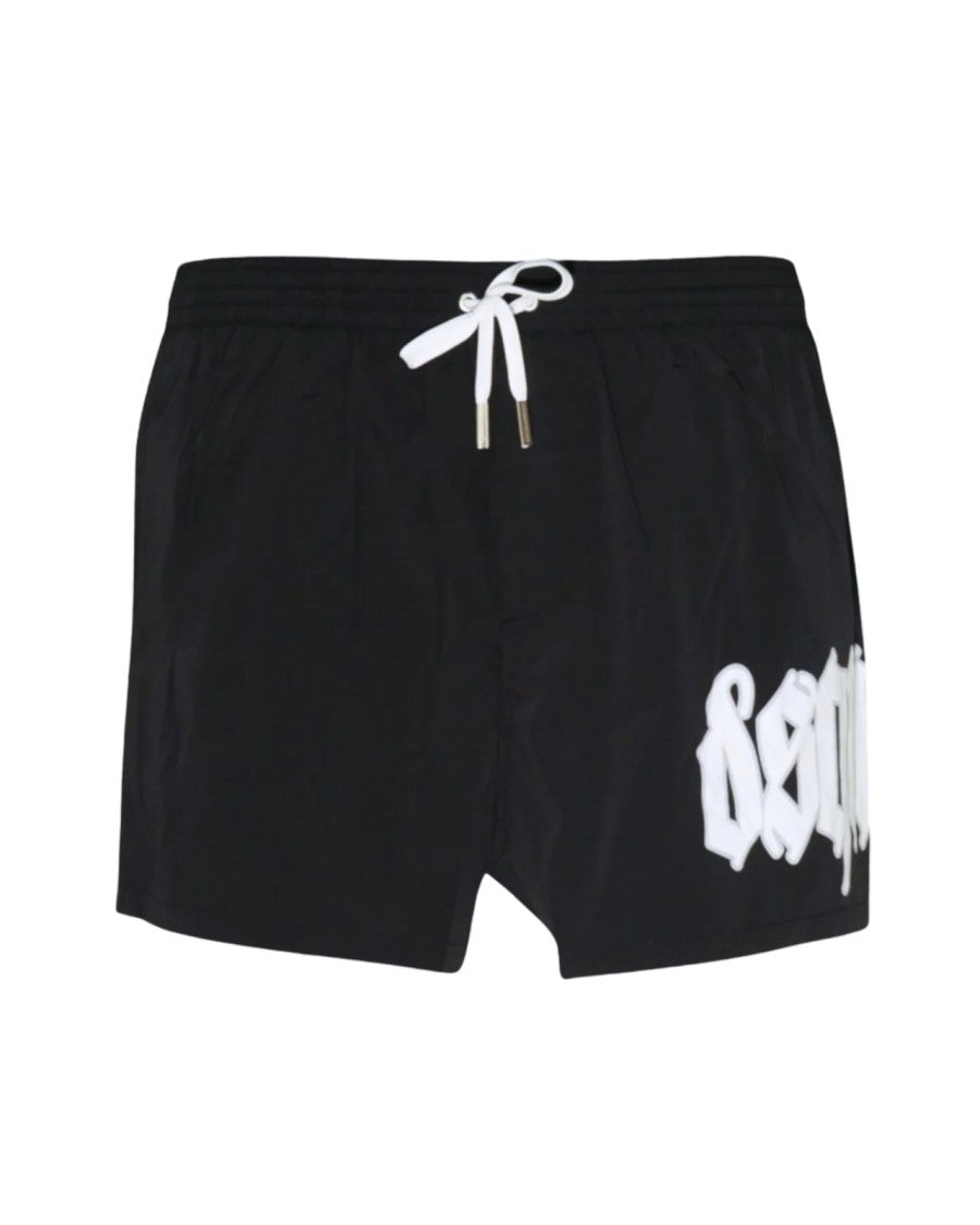 Dsquared2 Relaxed-Fit Black Shorts With Gothic Detailing