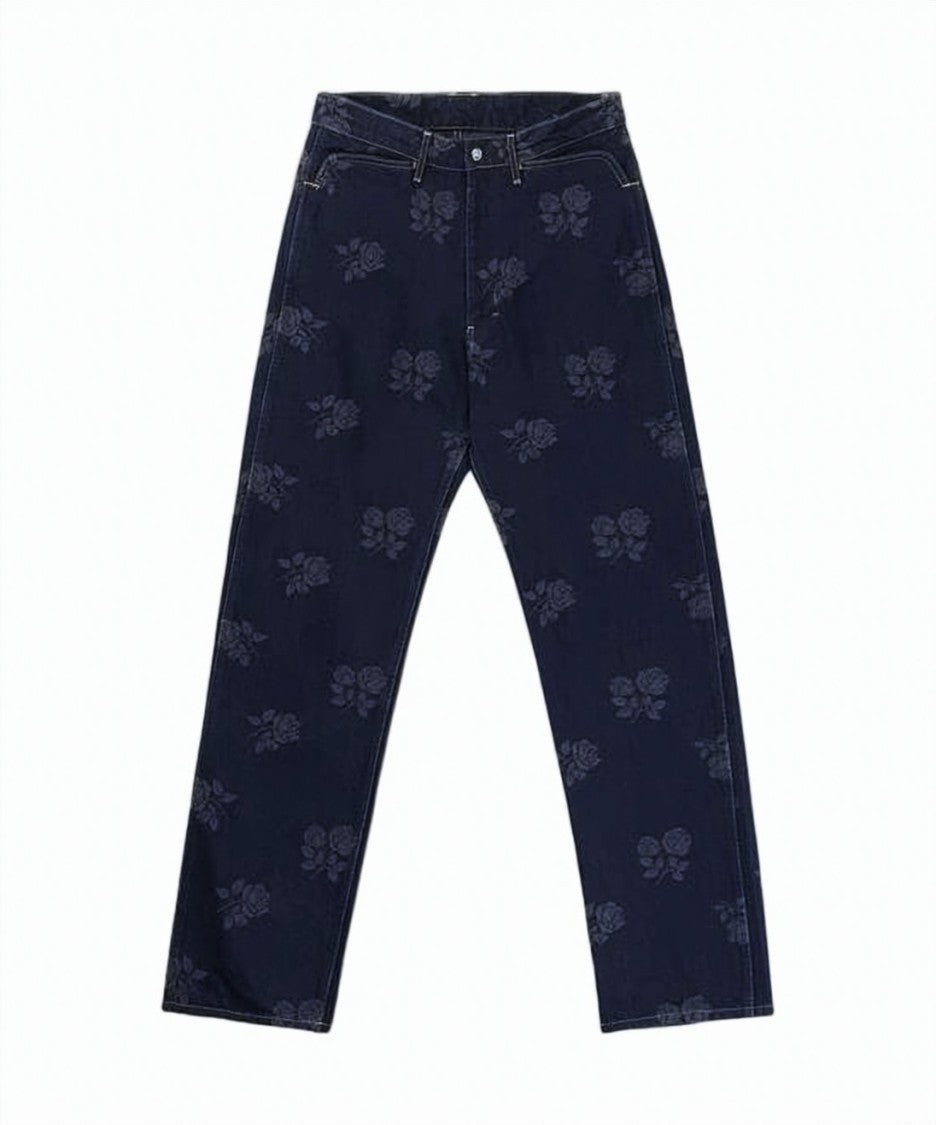 Needles Straight-Leg Denim Pants With Floral Pattern