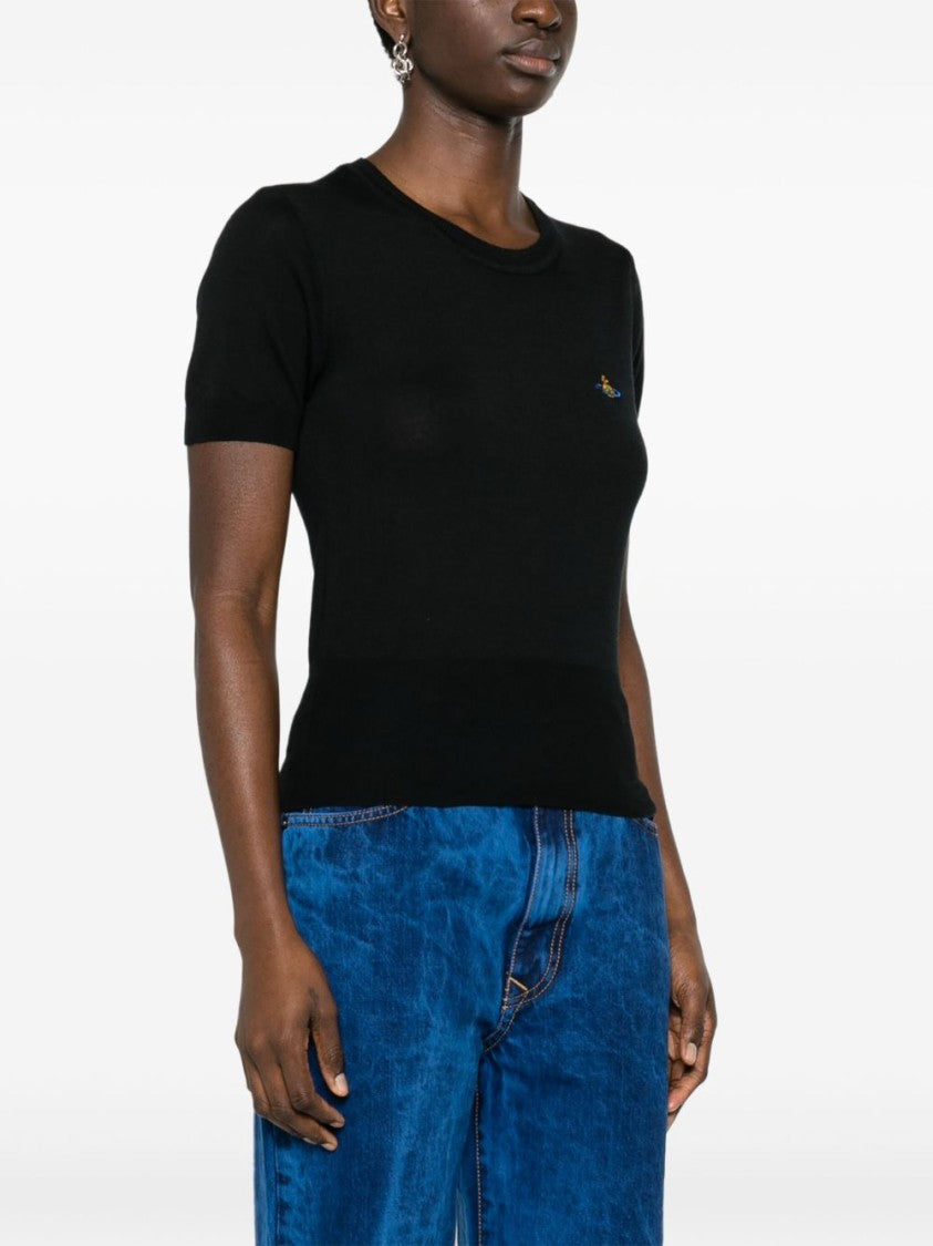 Vivienne Westwood Black Merino Wool Silk Orb Top