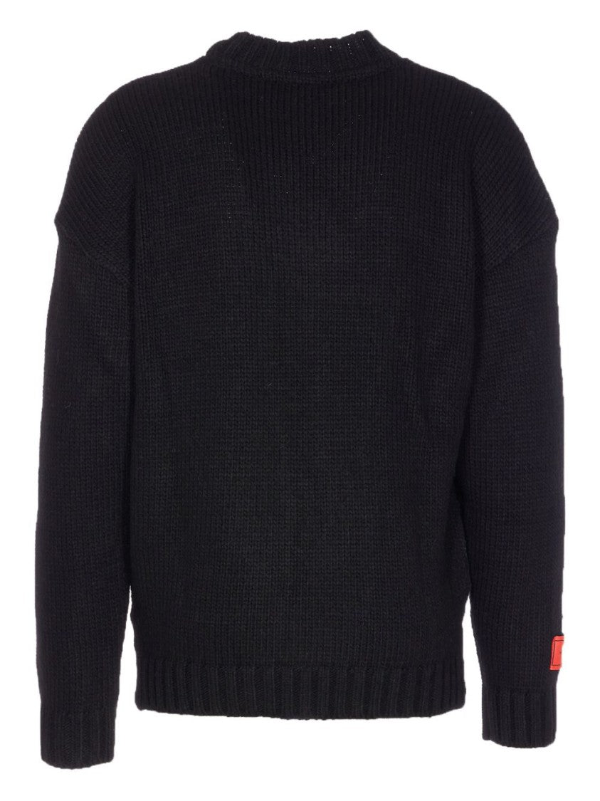 Vision Of Super Relaxed-Fit Black Knit Sweatshirt With Heart Motif