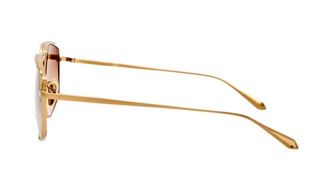 Linda Farrow Lfl Geometric Titanium Sunglasses With Polished Gold Finish