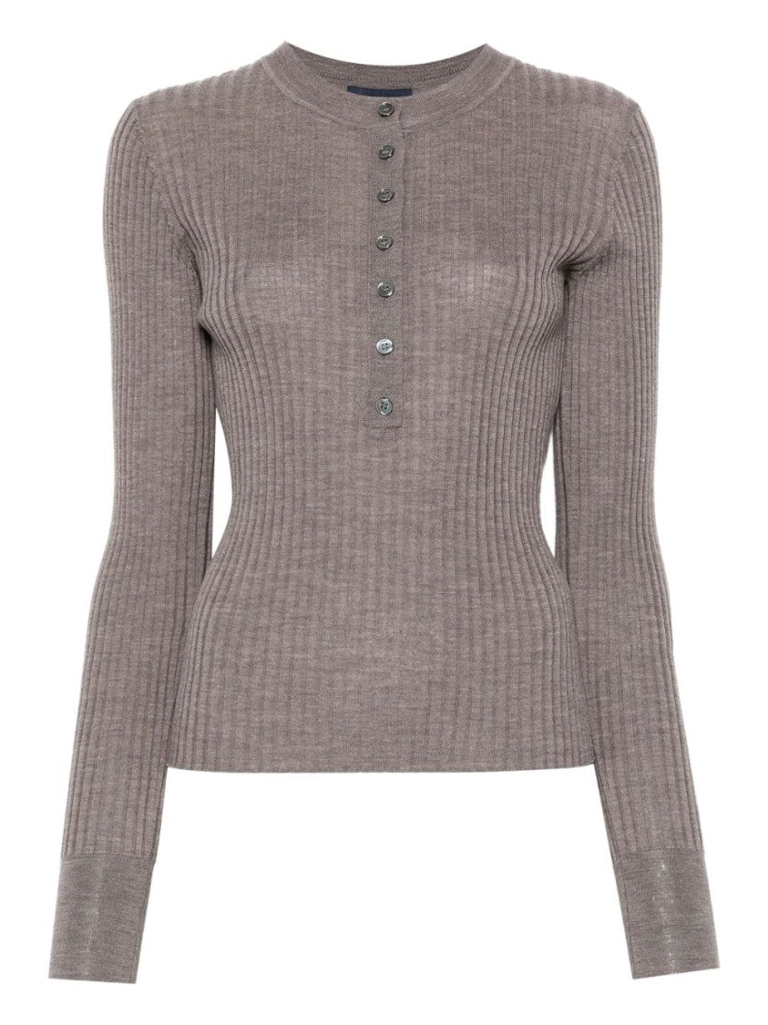Soeur Fitted Ribbed Knit Sweater With Button Detailing