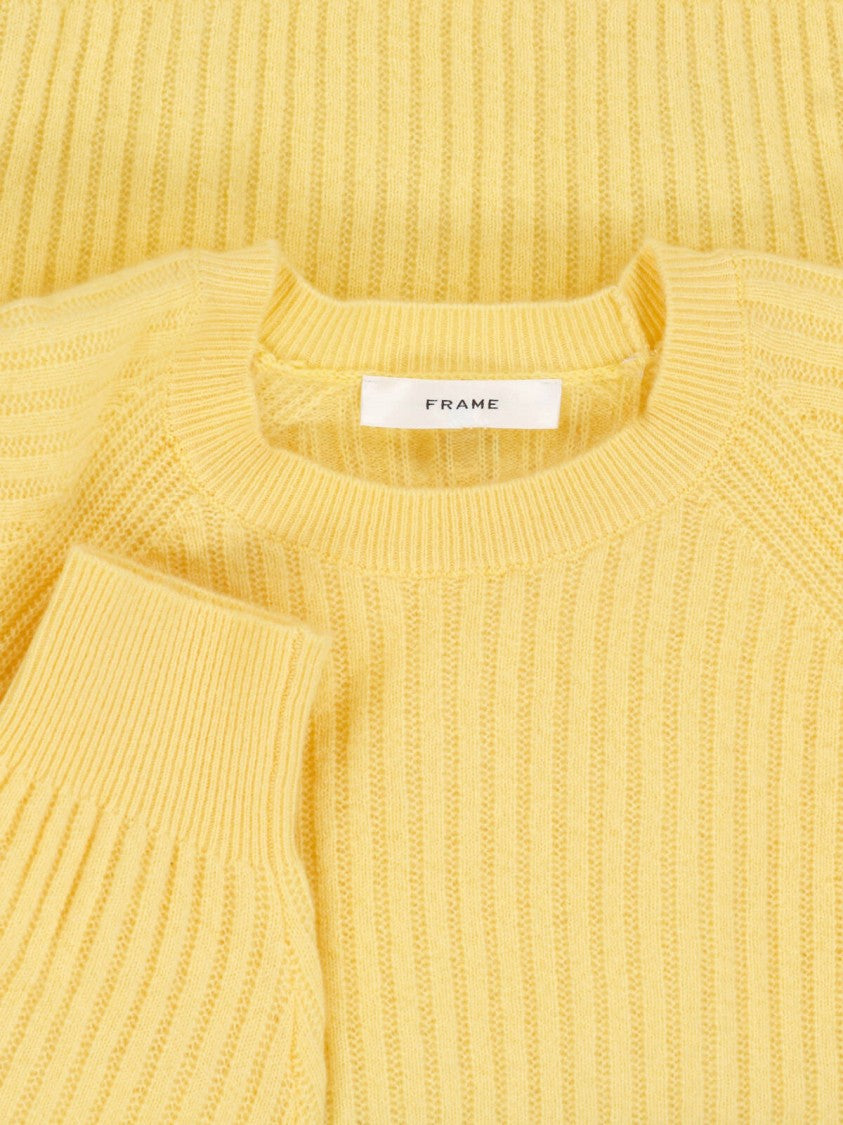 Frame Yellow Cashmere The Sunbeam Ribbed Sweater