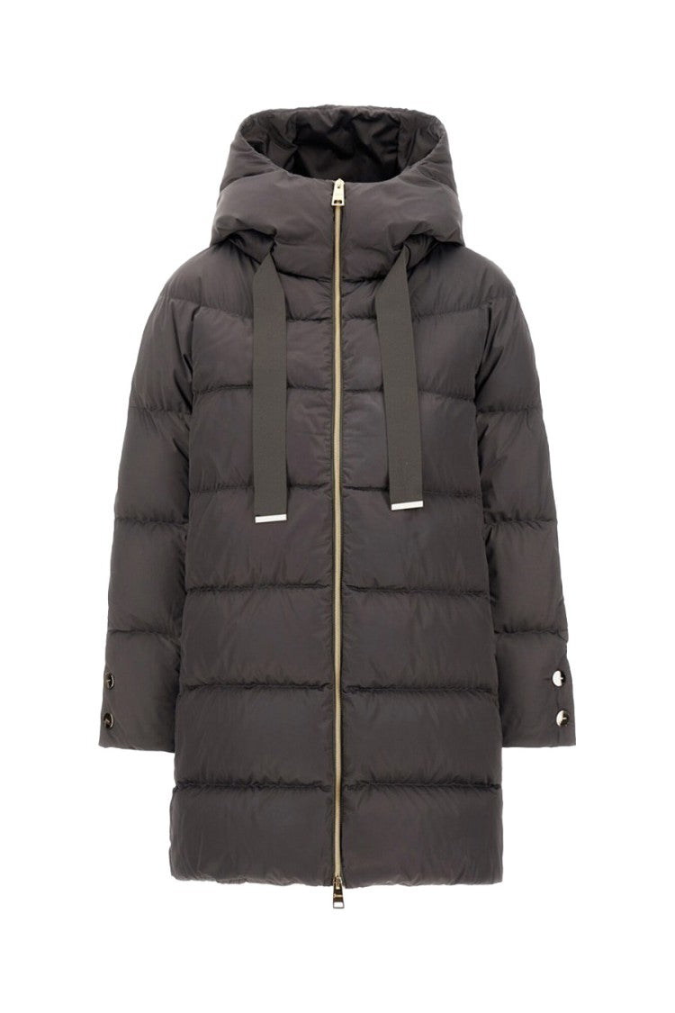 Herno Grey Polyester Funnel-Hood Puffer Coat
