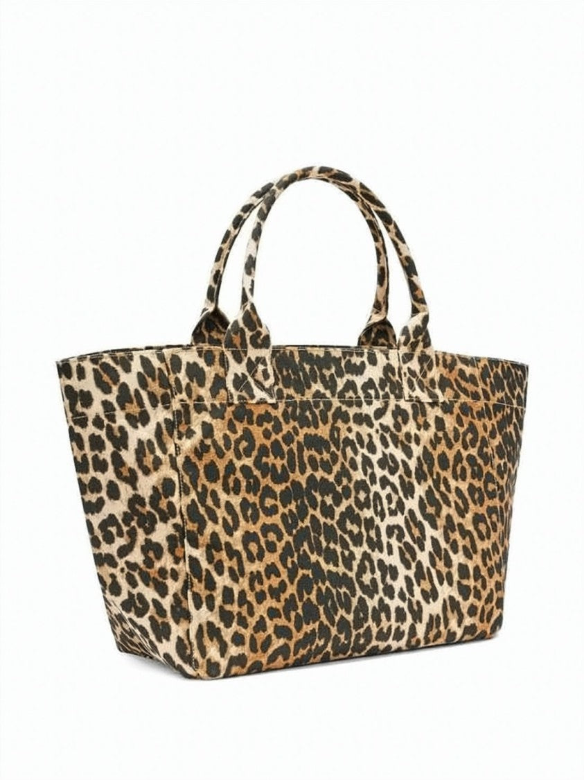 Ganni Medium Leopard Print Tote Bag