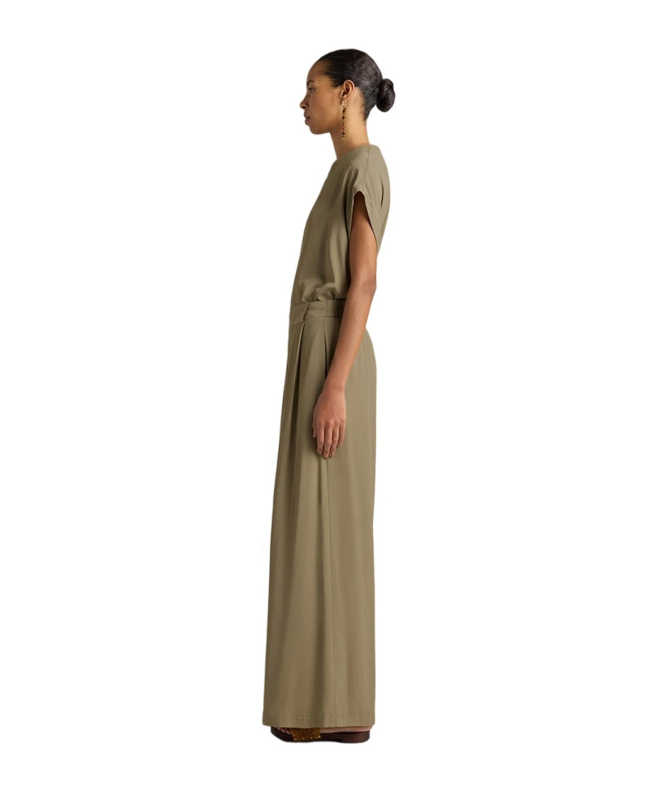 Momonì Acetate-Silk Crêpe Front-Pleats Wide-Leg Pants