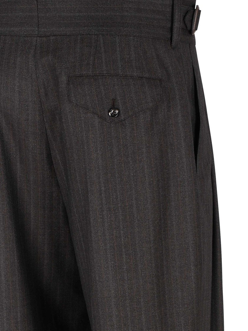 Emporio Armani Tailored Grey Pinstriped Flannel Trousers