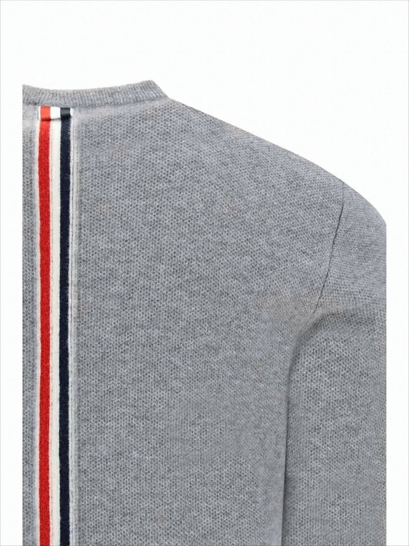 Thom Browne Classic Crew Neck Sweater With Vertical Stripe Detail