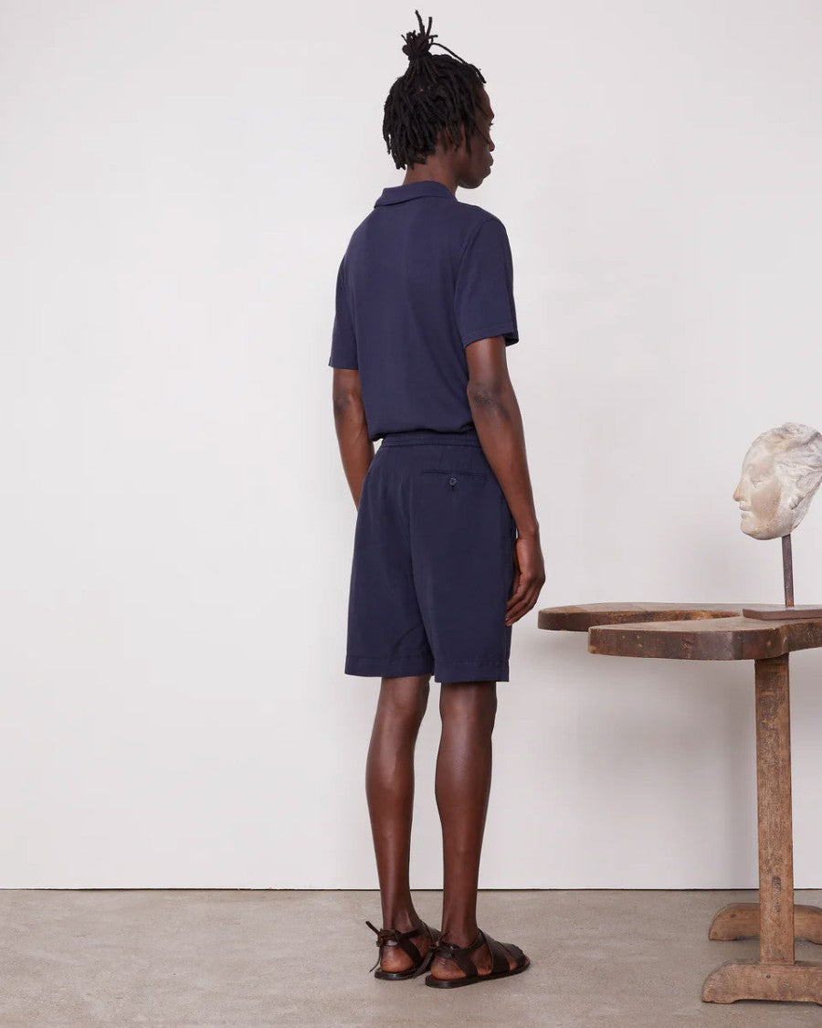 Officine Generale Adjustable Grosgrain Drawstring Blue Shorts