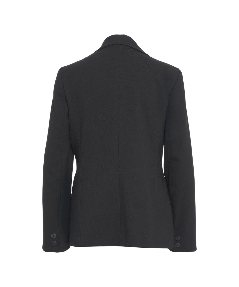 Kaos Tailored Black Blazer With Decorative Brooch And Structured Shoulders